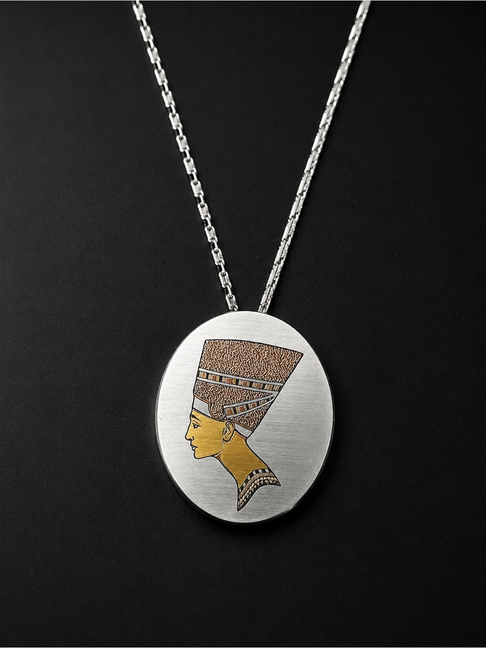 Reed & Barton Gold and Silver Nefertiti Profile Pendant Necklace